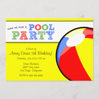 Pool Party Beach Ball Invitation Anniversaire