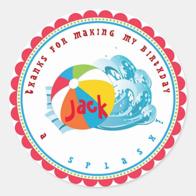 Pool Party Beach Ball Stickers (Front)