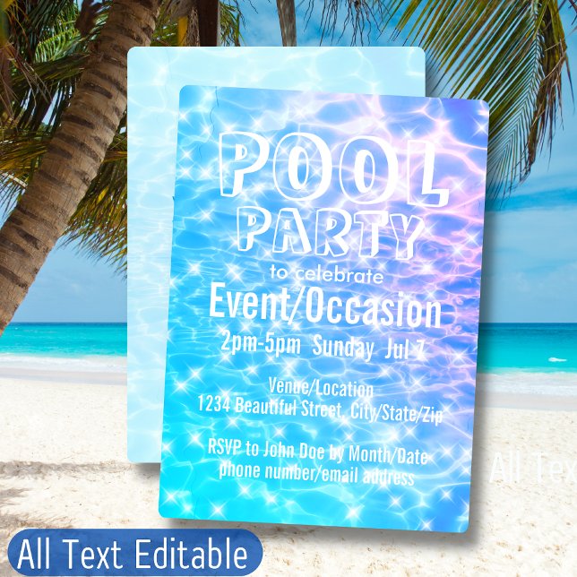 Pool Party Beach Party Summer Party modern chic Invitation (Creator Uploaded)