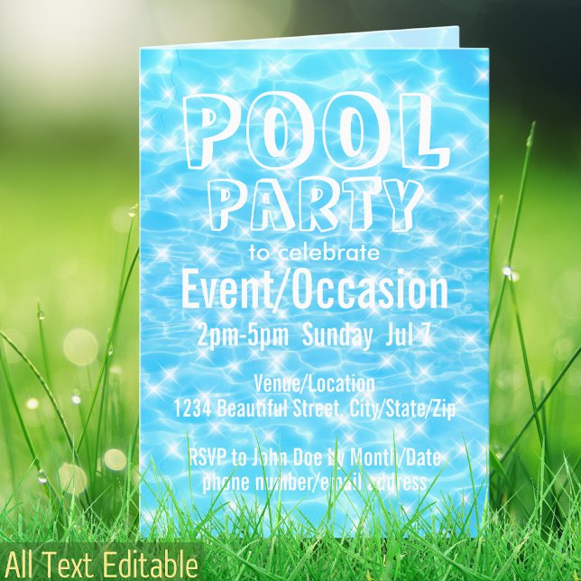 Pool Party Beach Party Summer Party Water Textures Invitation (Creator Uploaded)