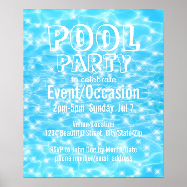 Pool Party Beach Party Summer Party water textures Poster (Front)