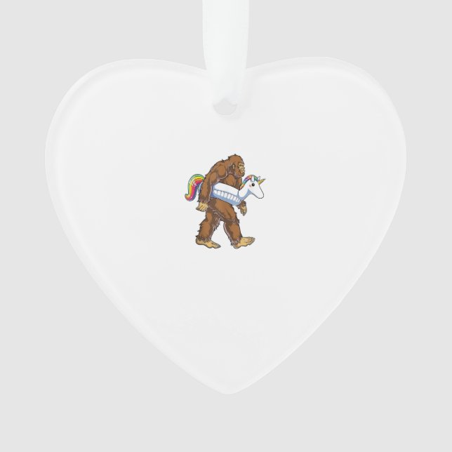 Pool Party Bigfoot Unicorn Float Funny Sasquatch R Ornament (Front)