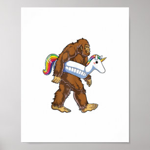 Pool Party Bigfoot Unicorn Float Funny Sasquatch R Poster