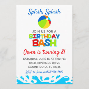 Pool Party Birthday Bash Invitation