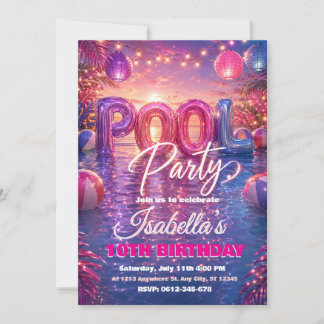 Pool Party Birthday Invitation