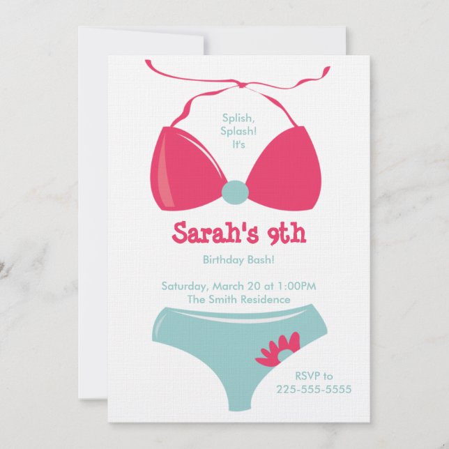 Pool Party Birthday Invitation (Front)
