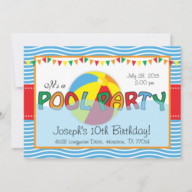 Pool Party Birthday Invitation (Front)