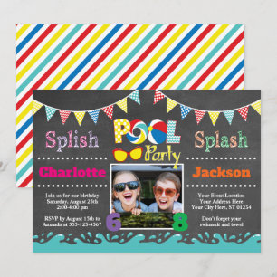 Pool Party Birthday Invitation Joint Birthday