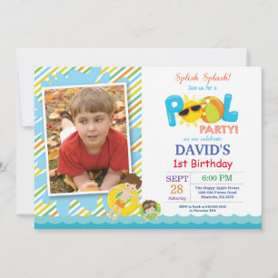 Pool Party Birthday Invitation Splish Splash Boy