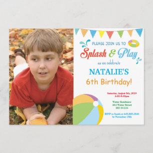Pool Party Birthday Invitation Splish Splash Boy