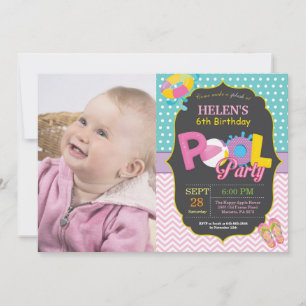 Pool Party Birthday Invitation Splish Splash Girl