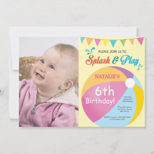 Pool Party Birthday Invitation Splish Splash Girl