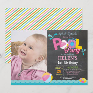 Pool Party Birthday Invitation Splish Splash Girl