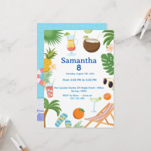 Pool Party Birthday Invitation - Summer Theme