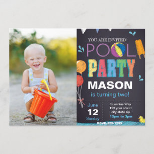 Pool Party Birthday Invitation with photo