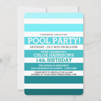 Pool Party Birthday Invitations