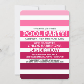 Pool Party Birthday Invitations
