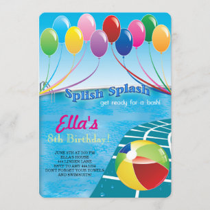 Pool Party Birthday Invitations