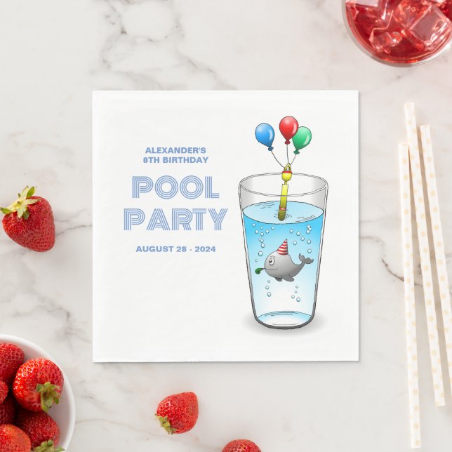 Pool Party Birthday Napkin (Insitu)