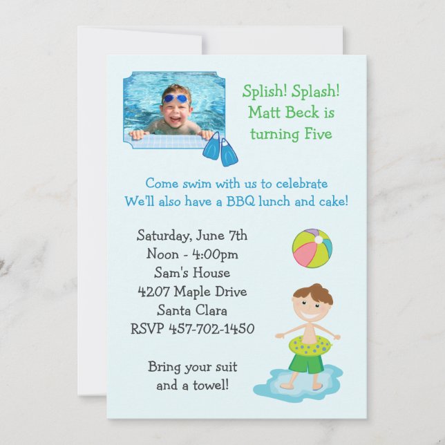 Pool Party Birthday Party Invitation (Front)
