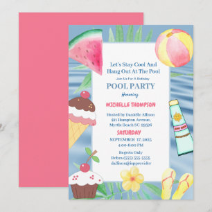 Pool Party Birthday Party Invitation
