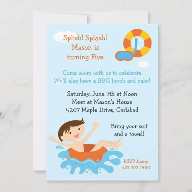 Pool Party Birthday Party Invitation (Front)