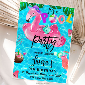 Pool Party Birthday Sea party Tropical Invitation