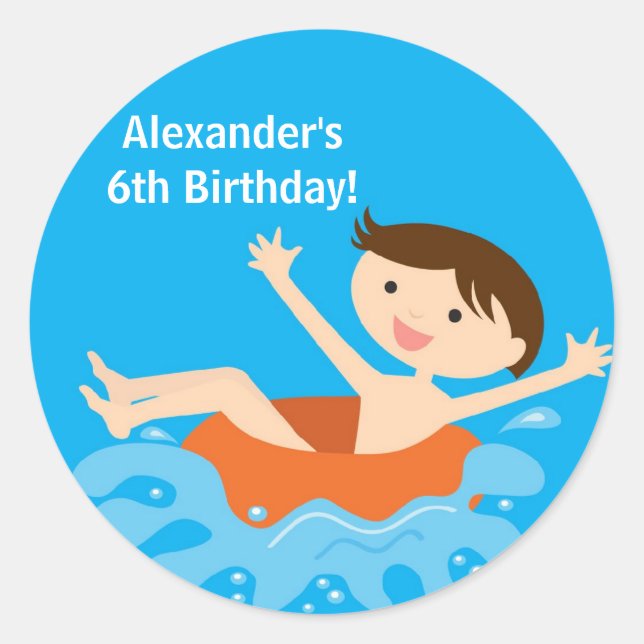 Pool Party Birthday Sticker (Front)