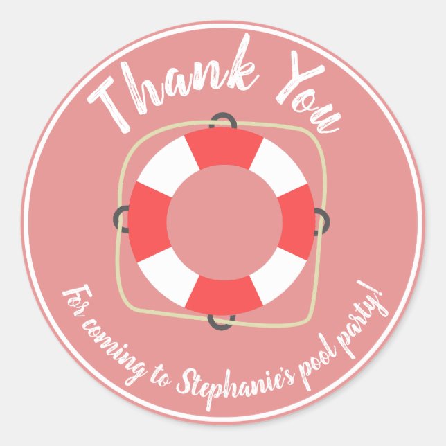 Pool Party Birthday Stickers (Front)