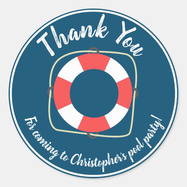 Pool Party Birthday Stickers (Front)