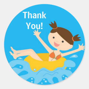 Pool Party Birthday Thank You Sticker