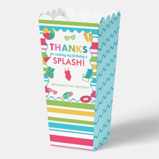 Pool Party Birthday Thanks for Making a Splash Favor Box (Front)