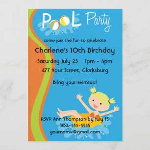 Pool Party Blonde Invitation