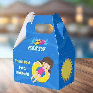 Pool Party Blue Water Cool Custom Kids Birthday Favor Box