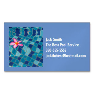 Pool party blues pink flower floating colour pop 	Magnetic business card