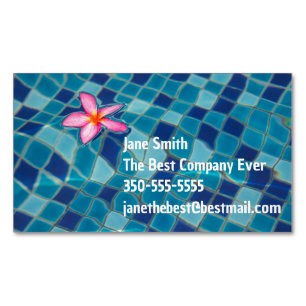Pool party blues pink flower floating colour pop 	Magnetic business card