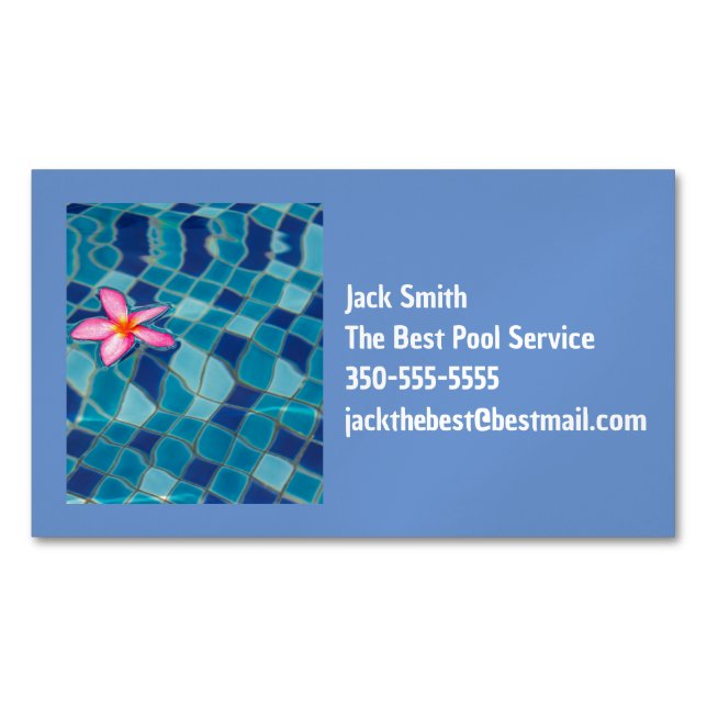 Pool party blues pink flower floating colour pop  	Magnetic business card (Front)