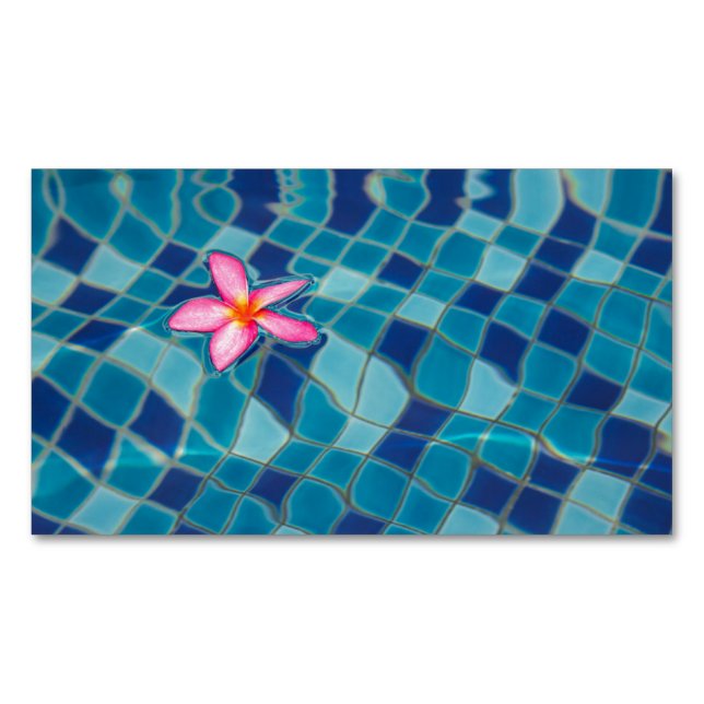 Pool party blues pink flower floating colour pop 	Magnetic business card (Front)