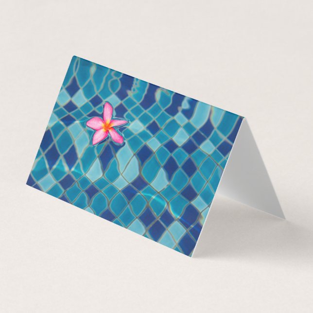 Pool party blues pink flower floating pop colour   business card (Front)