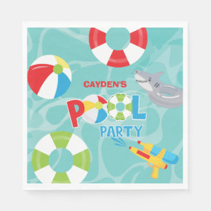 Pool Party Boy Birthday Shark Float Napkin