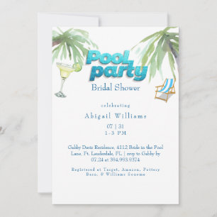Pool Party Bridal Shower Margarita Invitation