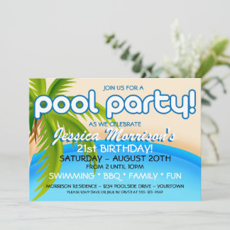 Pool Party Celebration Invitations