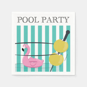 Pool Party Cocktail Napkins - Martini & Flamingo