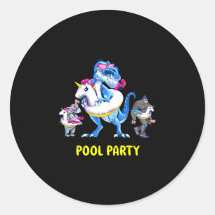 Pool party dinosaur bigfoot elephant unicorn float classic round sticker