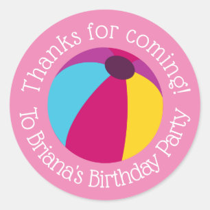 Pool Party Favour Sticker Girl Birthday Party