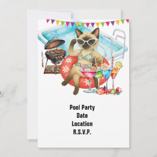 Pool Party for Cat Lovers Invitation