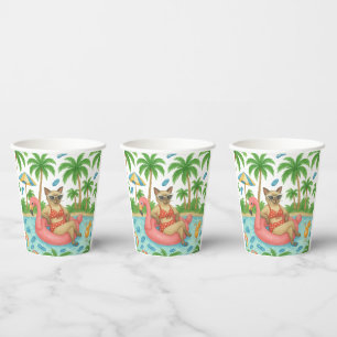 Pool Party for Siamese Cat lovers Paper Cups