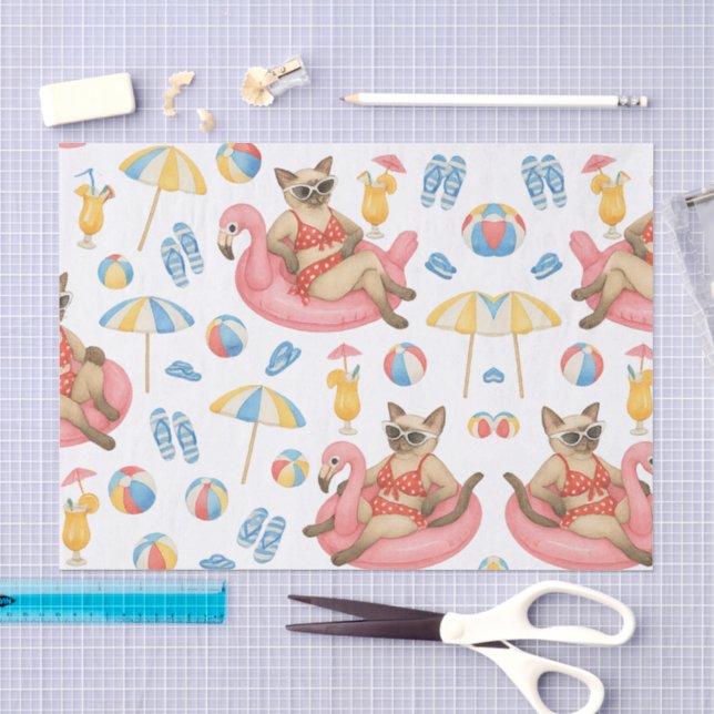 Pool Party for Siamese Cat lovers  Tissue Paper (Craft)