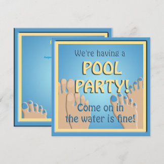 Pool Party  Funny Feet Invitation