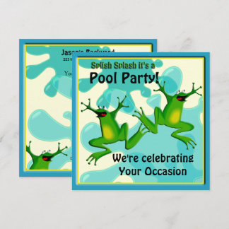 Pool Party Funny Frogs Invitation